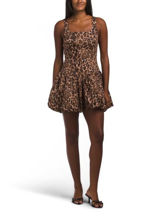 Thirty Thirty Dresses & Skirts - THIRTY THIRTY Leopard Print Bubble Hem Mini Dress
